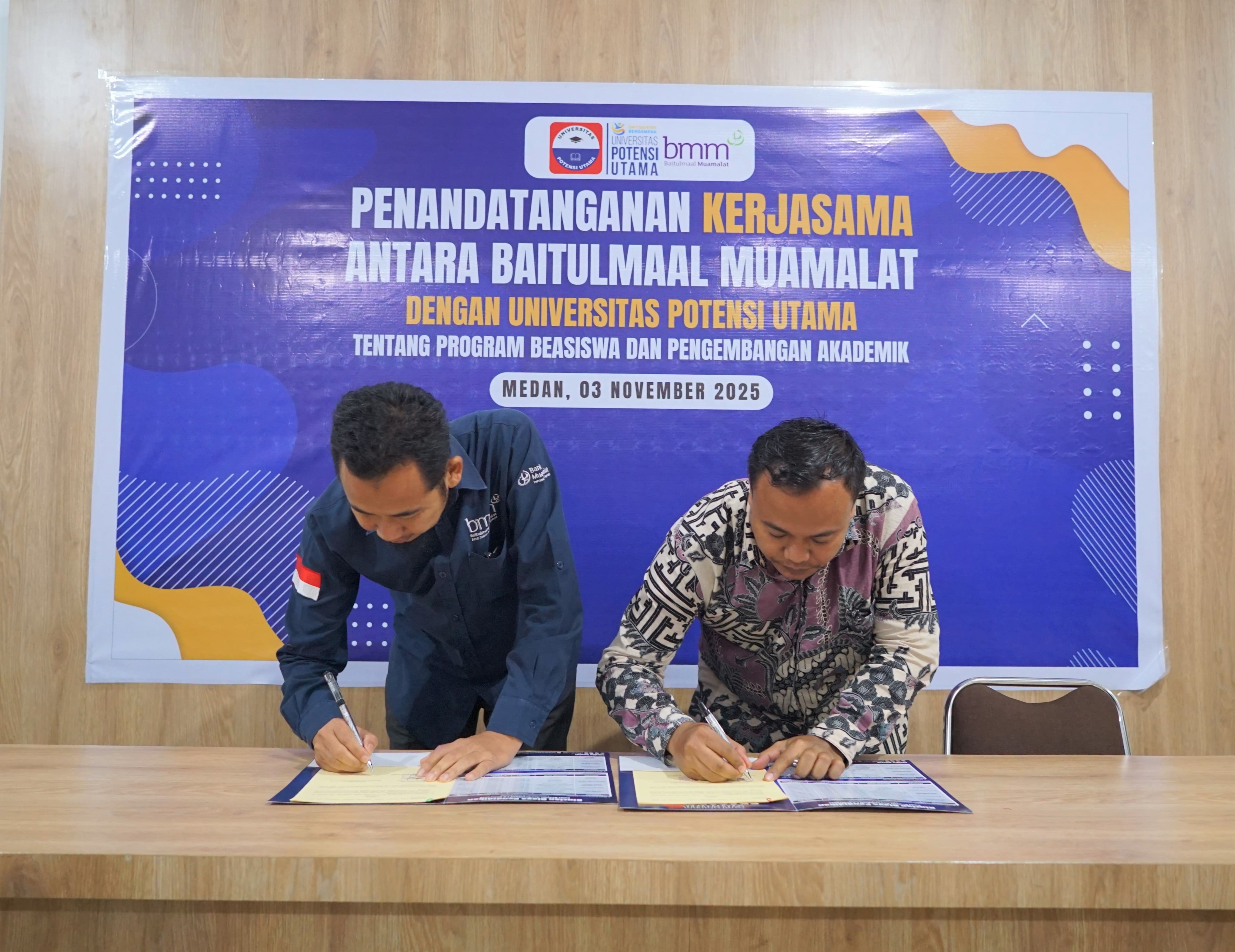 Penandatanganan MoU Universitas Potensi Utama dan Baitulmaal Muamalat: Wujud Sinergi Penguatan Pendidikan, Sosial, dan Kemaslahatan Umat